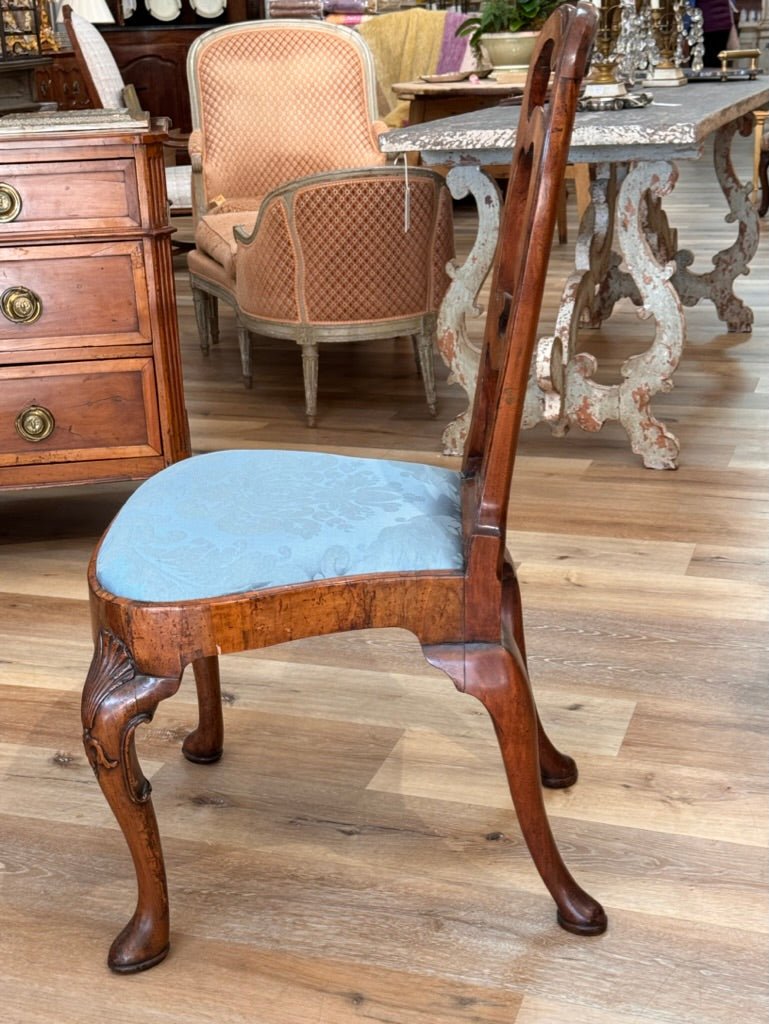 Set of Six George I Burlwood Veneered and Carved Dining Chairs - Helen Storey Antiques