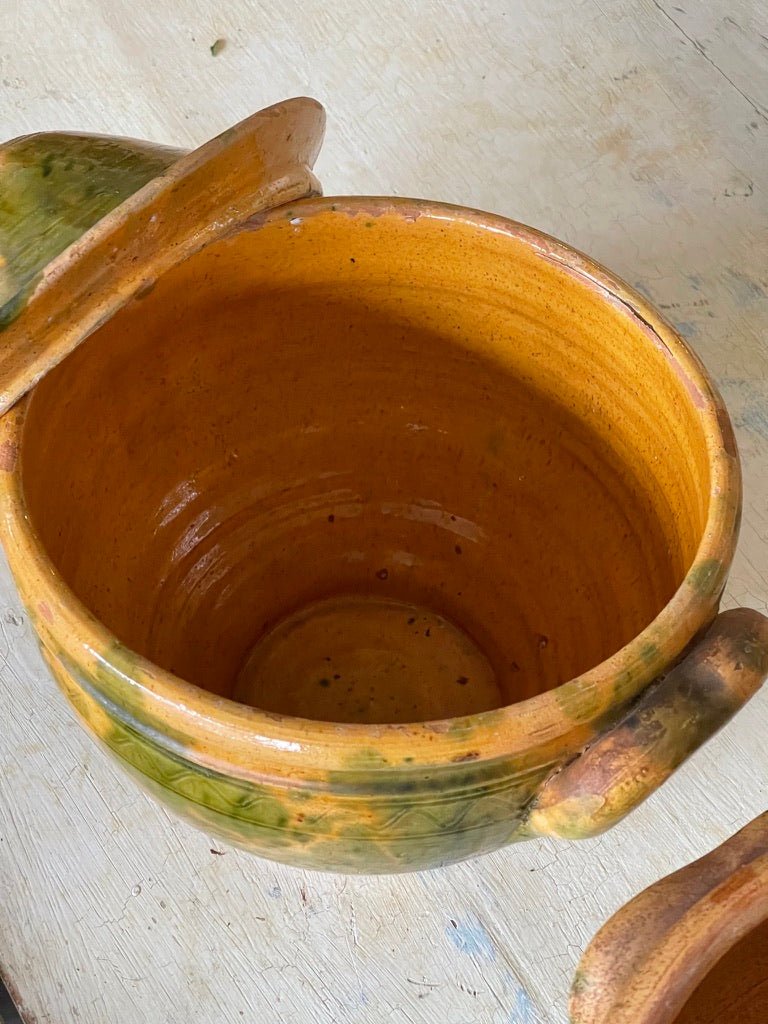 Set of Three 19th Century Glazed Earthenware Italian Pots With Lids - Helen Storey Antiques