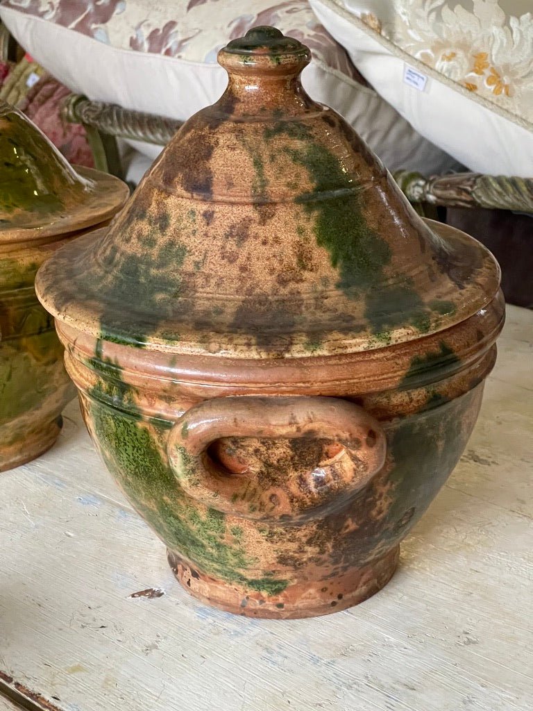 Set of Three 19th Century Glazed Earthenware Italian Pots With Lids - Helen Storey Antiques