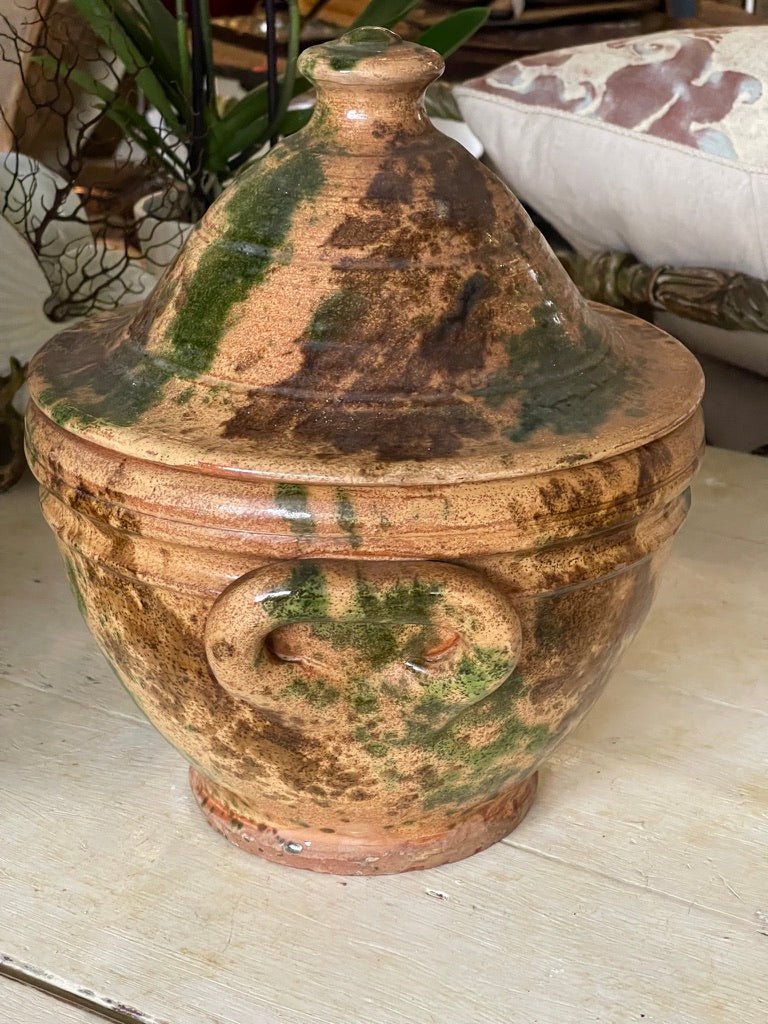 Set of Three 19th Century Glazed Earthenware Italian Pots With Lids - Helen Storey Antiques