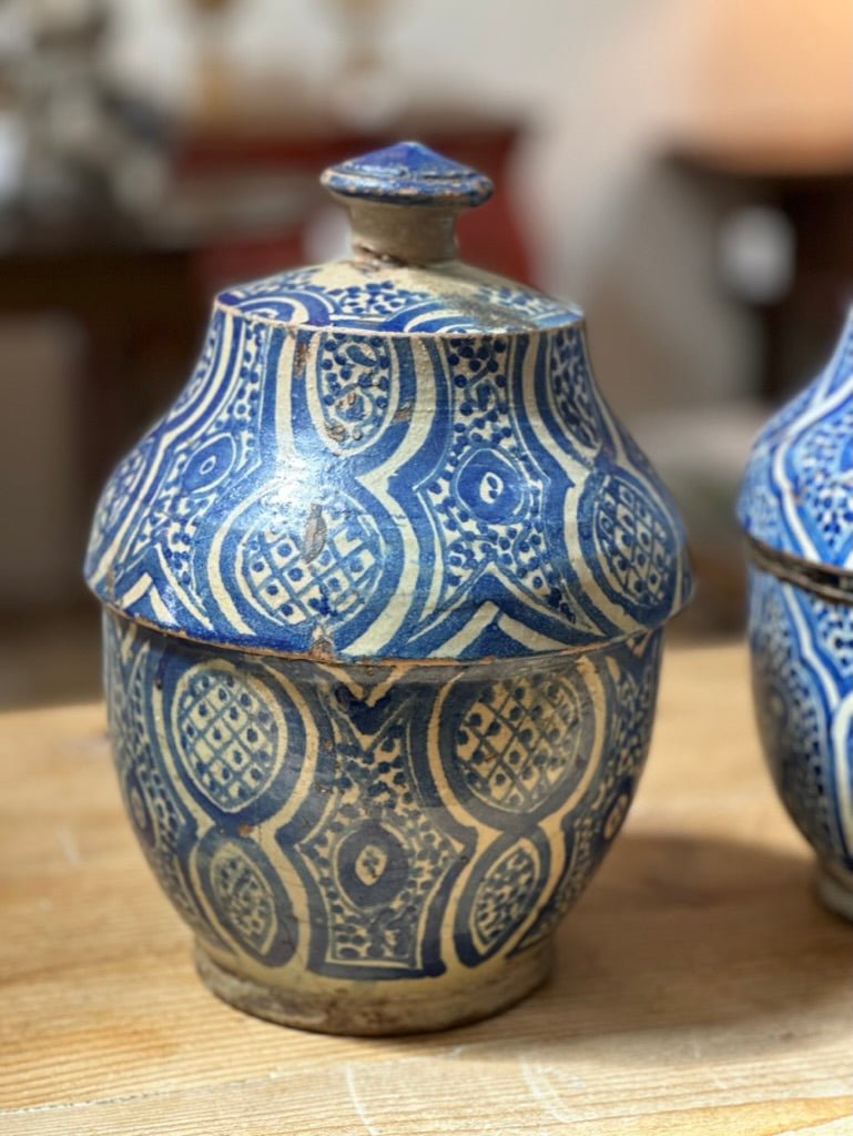 Set of Three Early Blue and White 19th Century Moroccan Tureens with Lids - Helen Storey Antiques