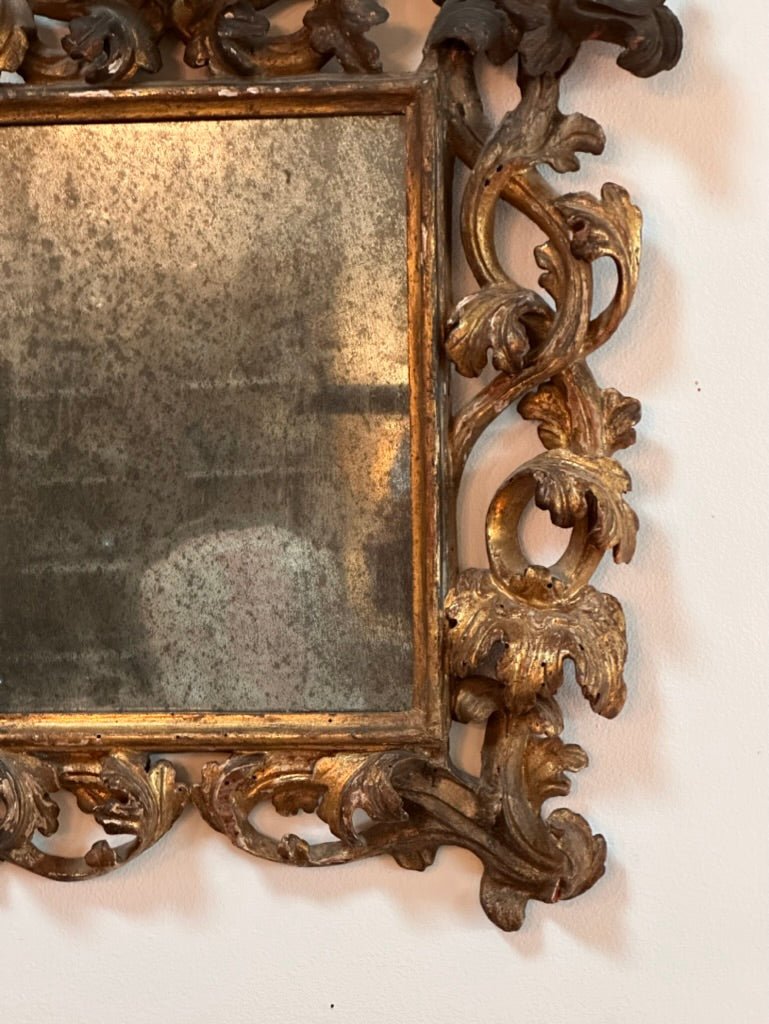 Small 18th Century Italian Carved Gilt Mirror - Helen Storey Antiques