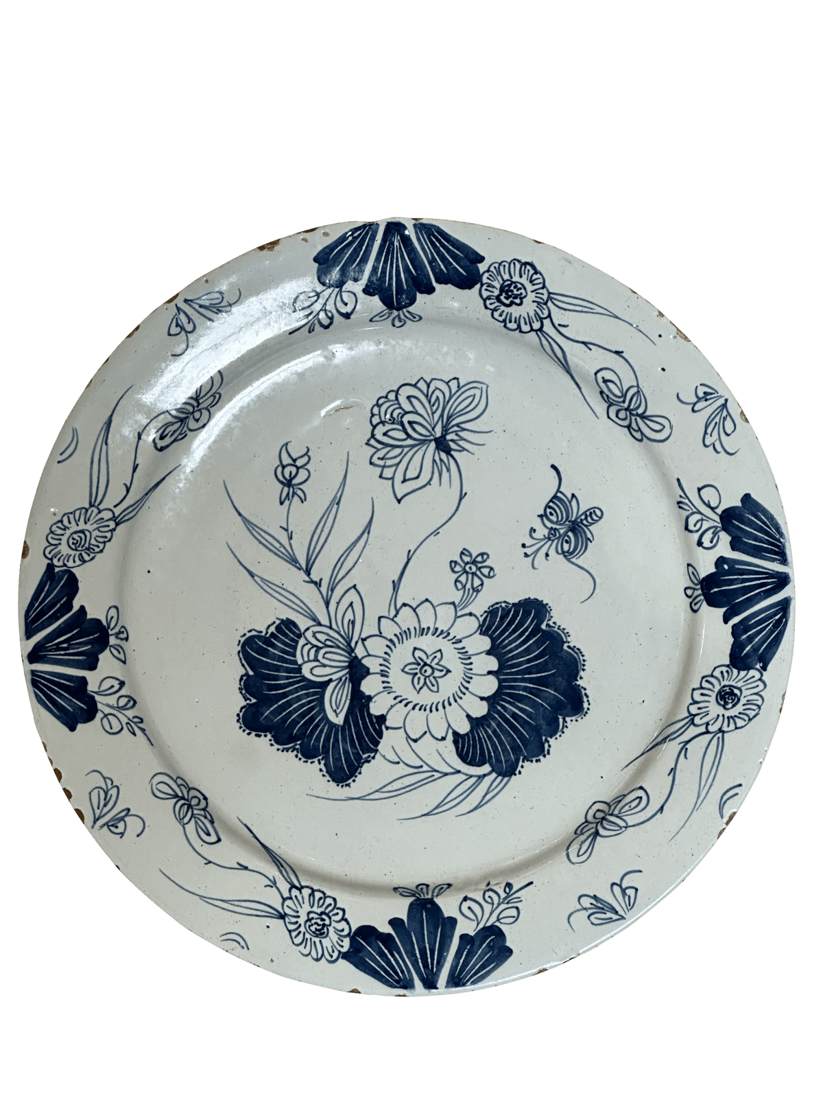 Striking English Blue and White Delft Charger - Helen Storey Antiques