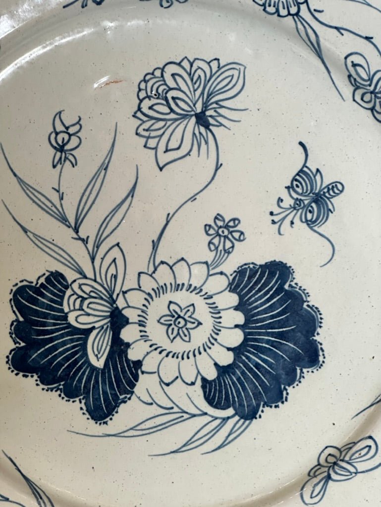 Striking English Blue and White Delft Charger - Helen Storey Antiques