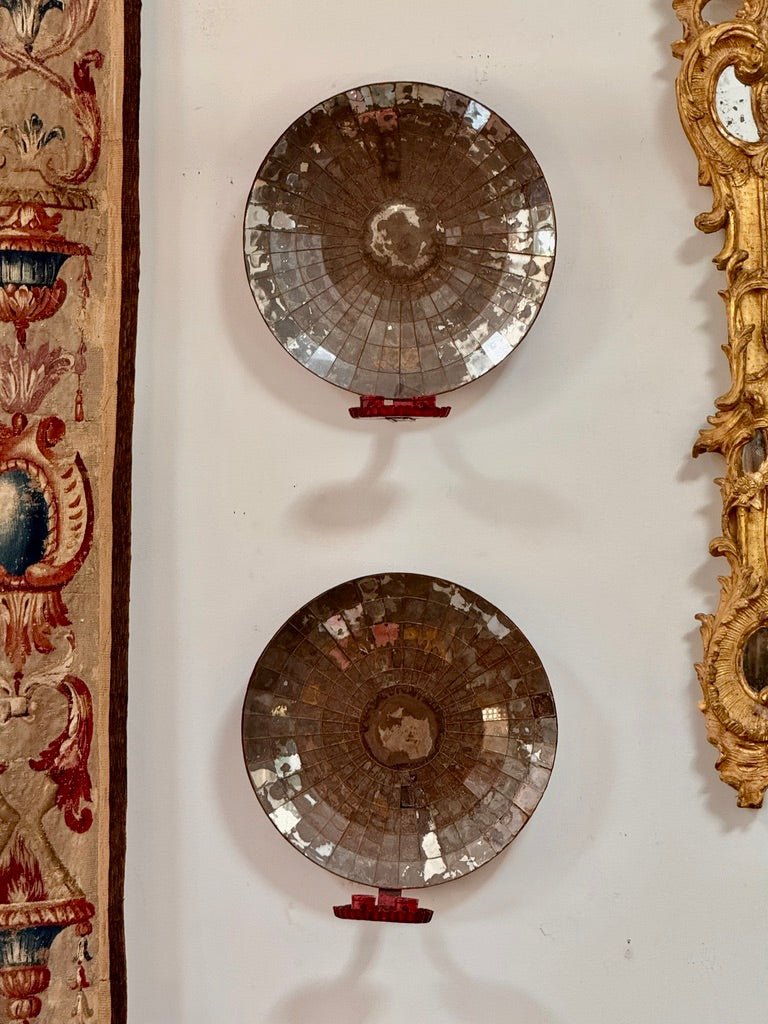 Striking pair of late 19th - century mirrored wall sconces - Helen Storey Antiques