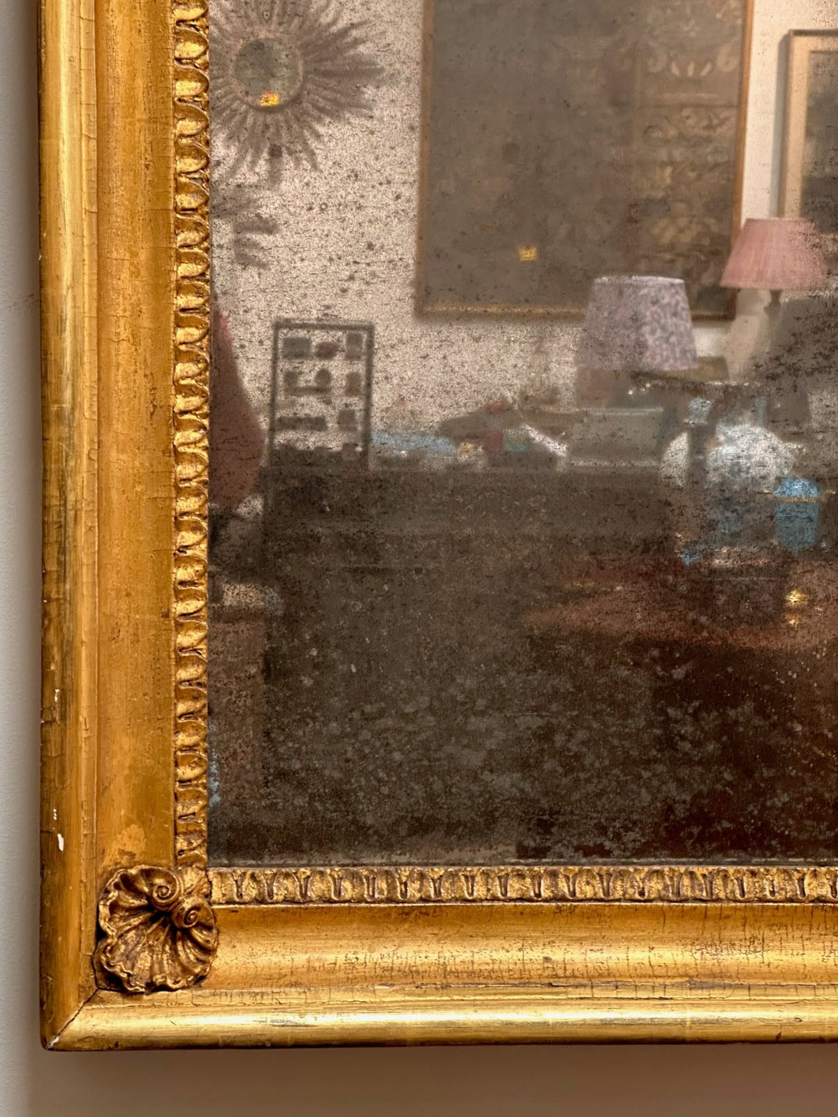 Stunning 18th Century Continental Carved Giltwood Mirror with Panes - Helen Storey Antiques