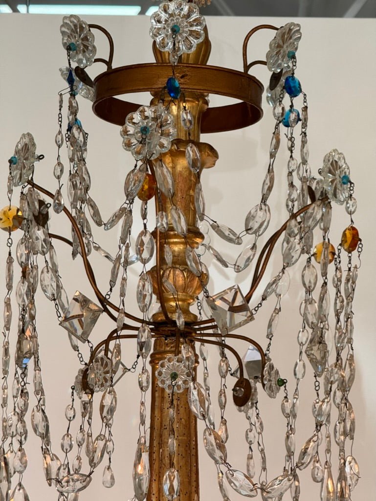 Stunning 19th Century Genovese Chandelier, giltwood and crystal - Helen Storey Antiques