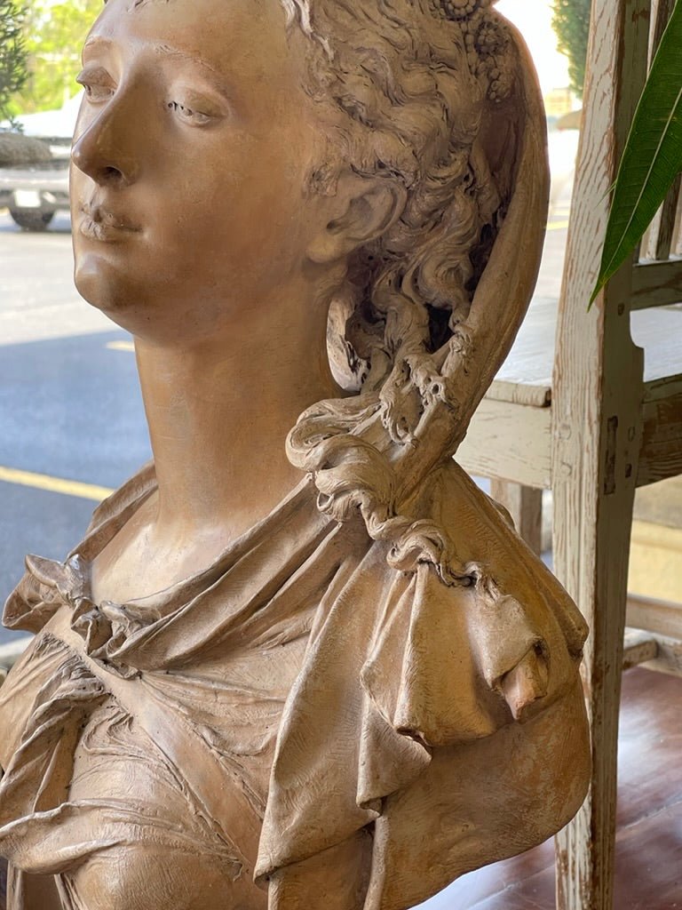 Stunning Albert - Ernest Carrier - Belleuse Bust of a woman, terra cotta sculpture - Helen Storey Antiques