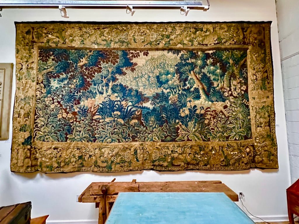 Stunning Flemish Verdure Tapestry Oudenaard, Wool &amp; Silk, 17th Century - Helen Storey Antiques