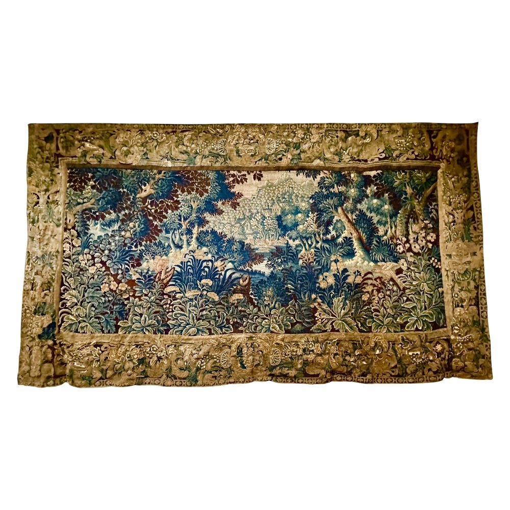 Stunning Flemish Verdure Tapestry Oudenaard, Wool &amp; Silk, 17th Century - Helen Storey Antiques