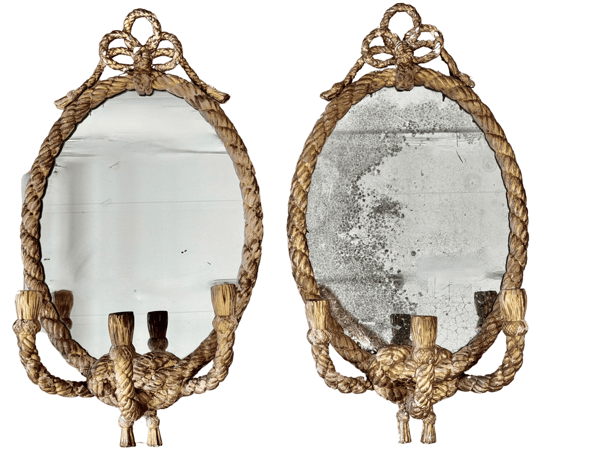 Stunning Pair of 19th Century English Rope Twist Mirrors by C. Nosoti - Helen Storey Antiques