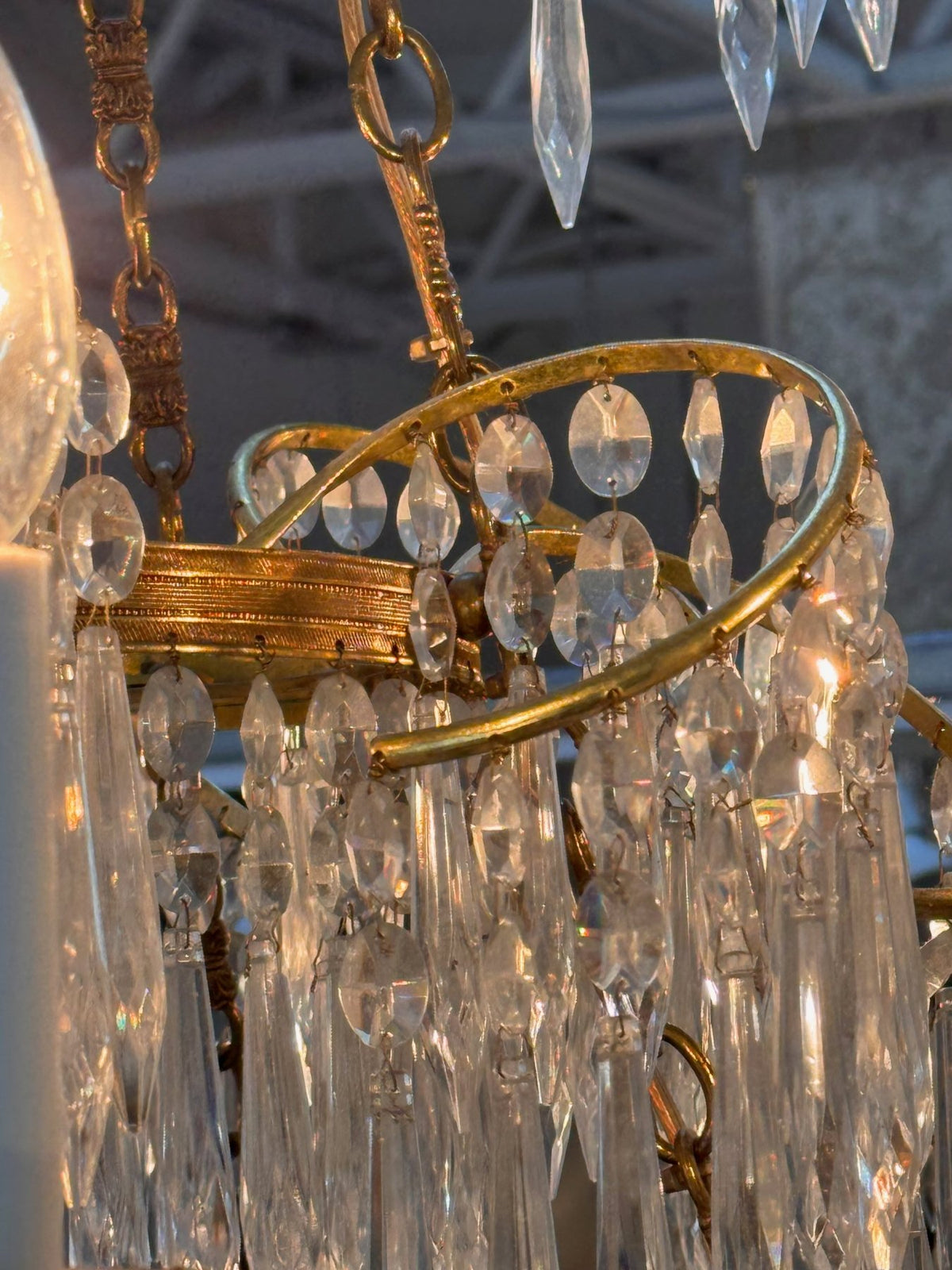 Swedish / Baltic Chandeliers, gilt bronze and crystal - Helen Storey Antiques