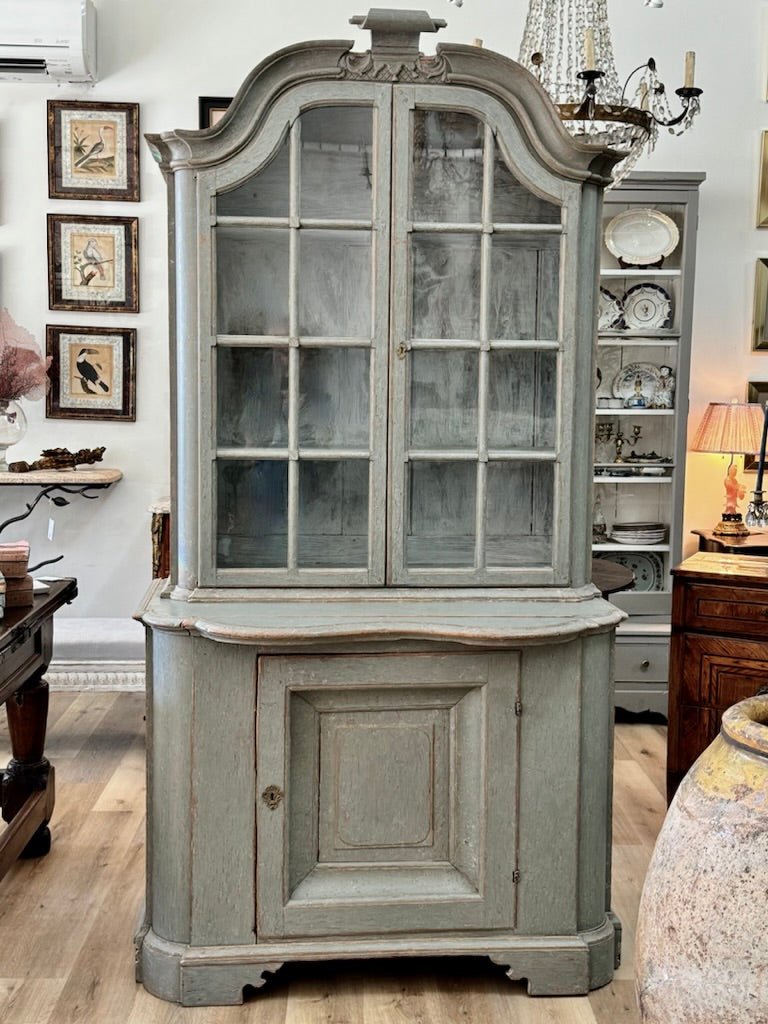 Swedish Blue Painted China Cabinet, circa 1800 - Helen Storey Antiques