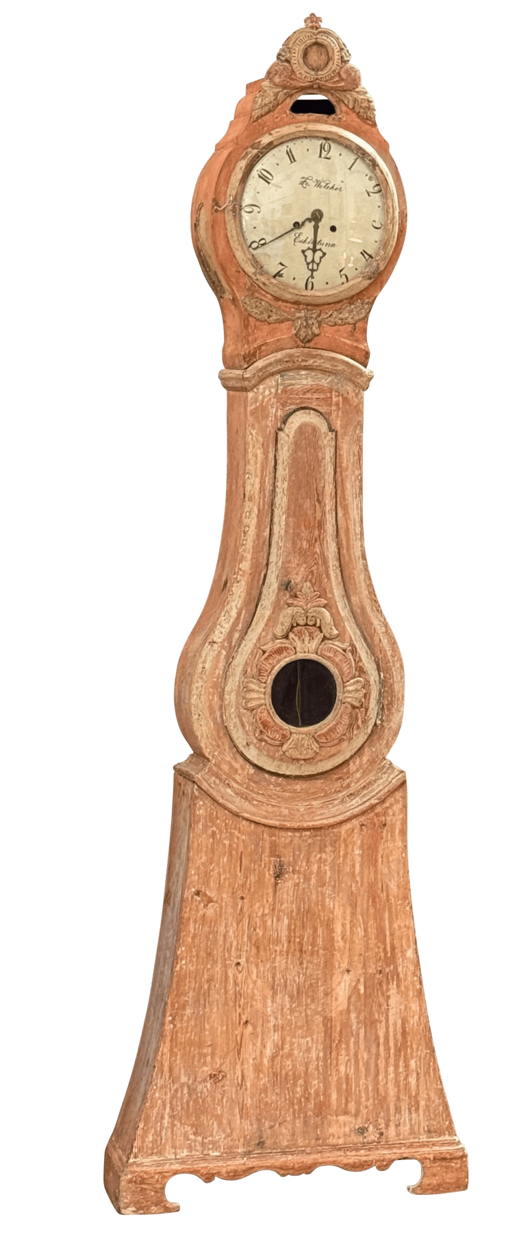 Swedish Mora clock have carving and elegant lyre-form case