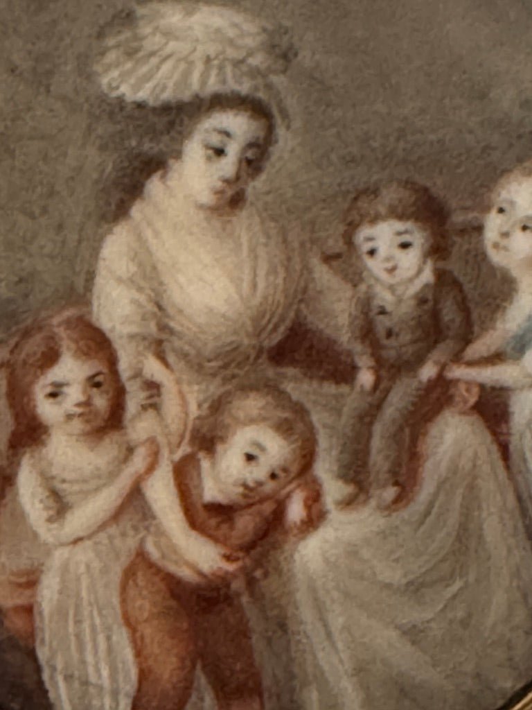 Swedish School 18th Century, A Portrait Miniature of Mother and Four Children - Helen Storey Antiques