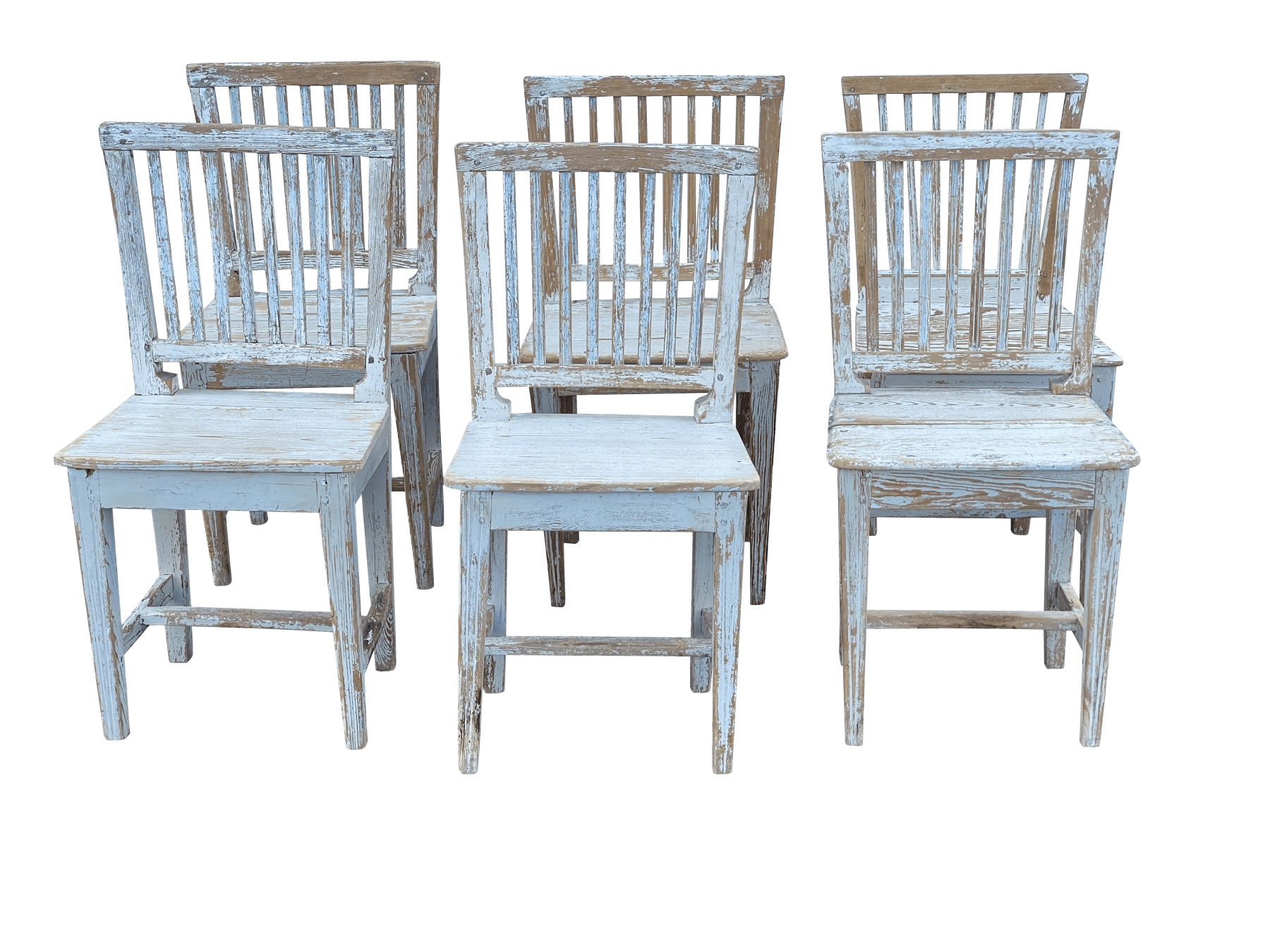 Swedish side chairs, white with blue accents, set of 4, 19th Century