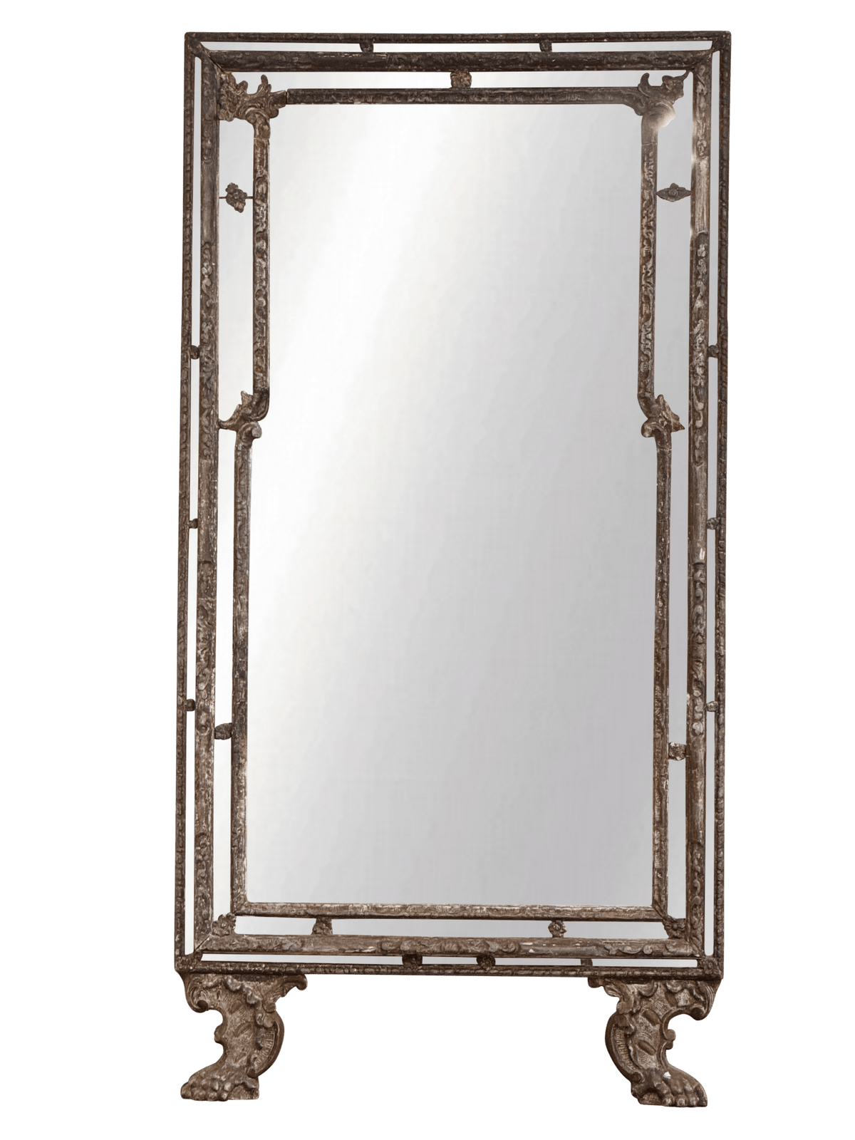 Tall Baroque Carved, Mecca Silvered and Giltwood mirror - Helen Storey Antiques