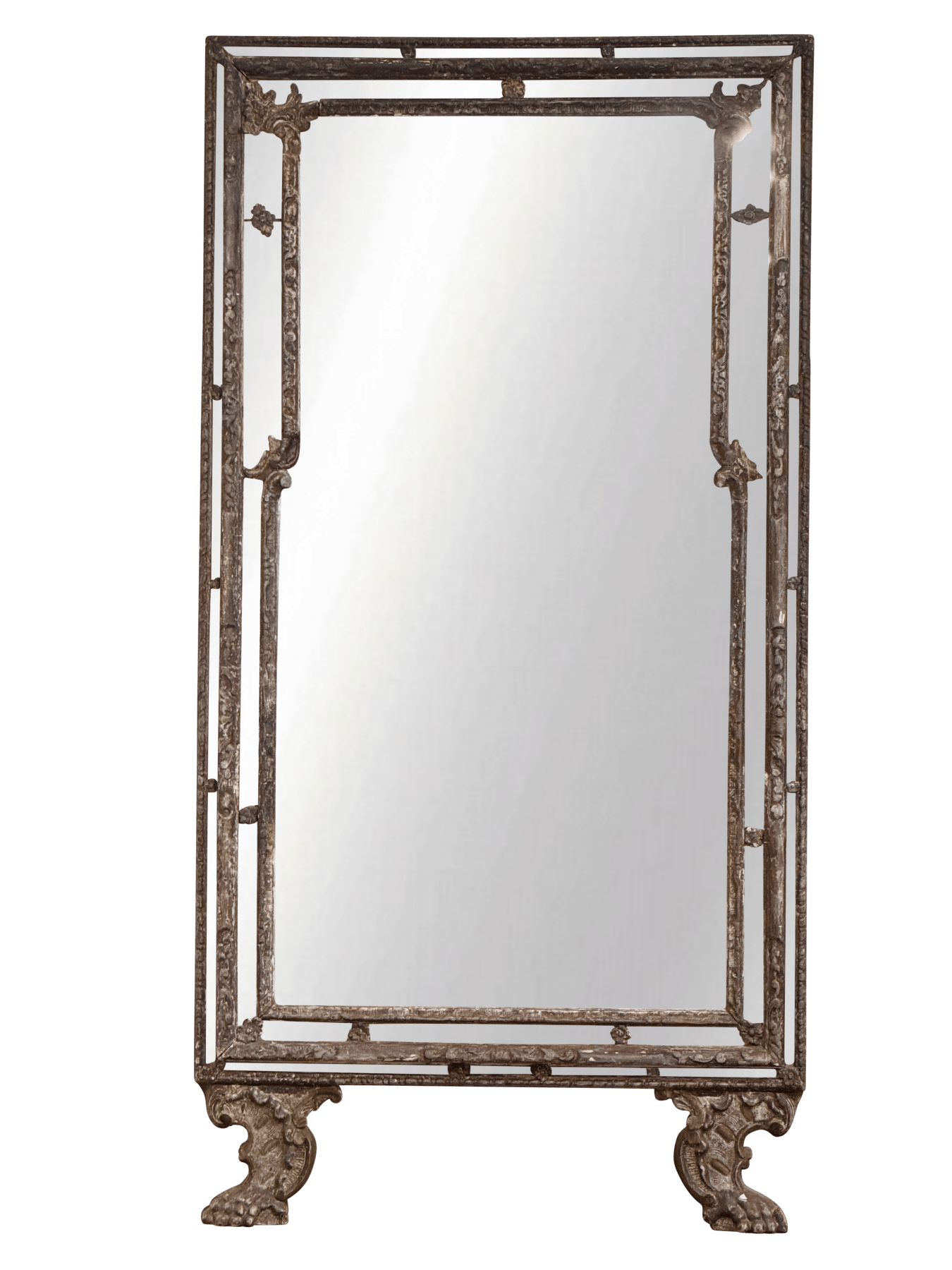 Tall Baroque Carved, Mecca Silvered and Giltwood mirror