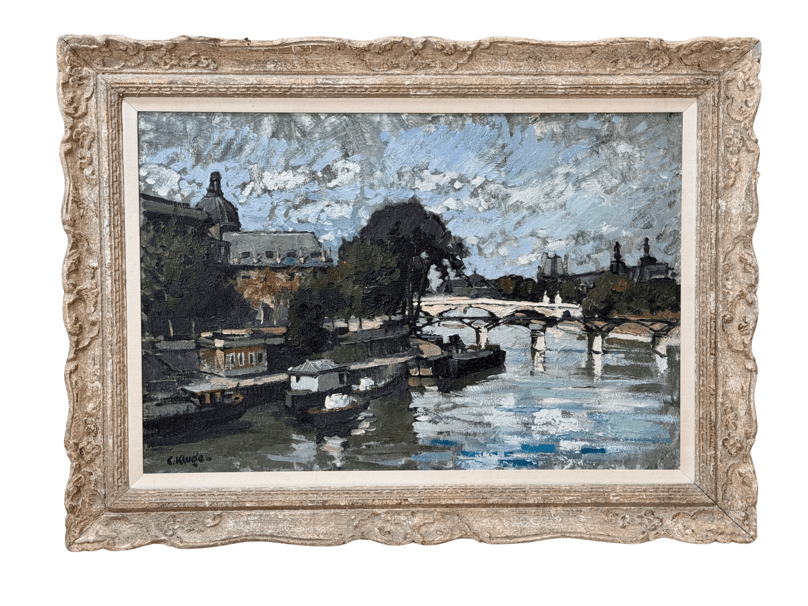 The Seine, Paris - Constantine Kluge, France, Large Oil on Canvas