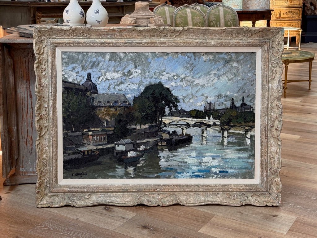 The Seine, Paris - Constantine Kluge, France, Large Oil on Canvas - Helen Storey Antiques