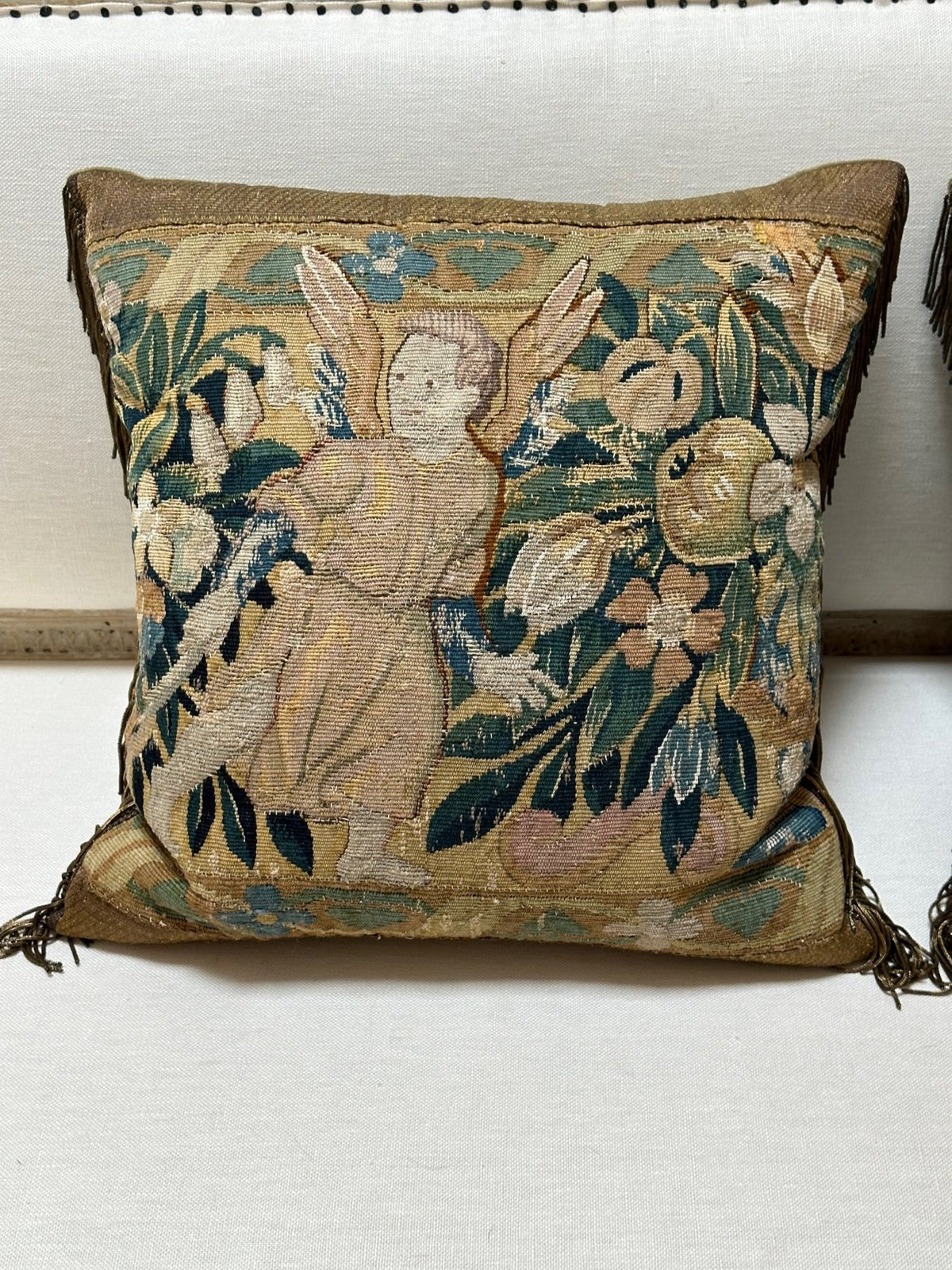 Three Flemish Tapestry Pillows, 17th Century - Helen Storey Antiques