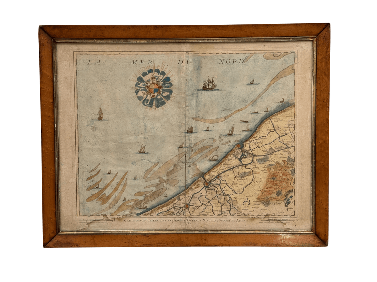 Three framed 18th C. Nautical maps of France, Harrewijn, Fricx - Helen Storey Antiques