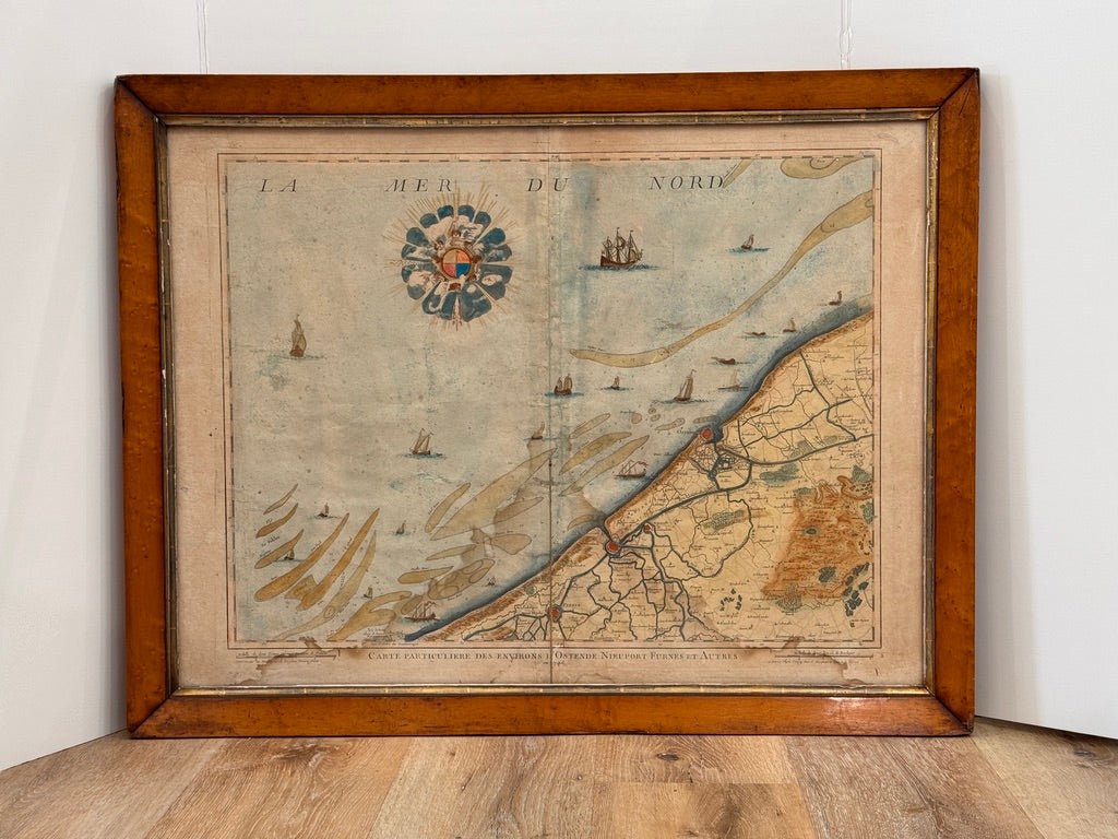 Three framed 18th C. Nautical maps of France, Harrewijn, Fricx - Helen Storey Antiques