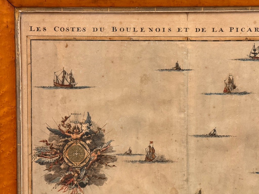 Three framed 18th C. Nautical maps of France, Harrewijn, Fricx - Helen Storey Antiques