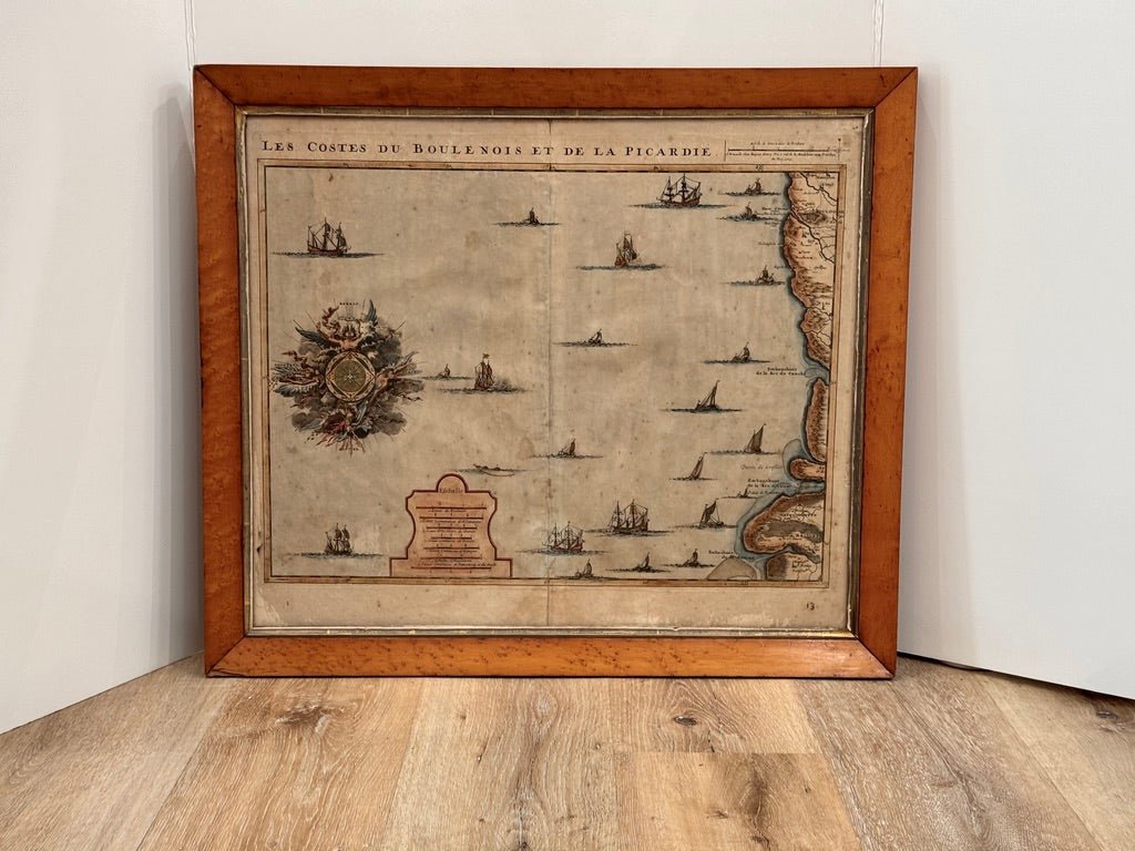 Three framed 18th C. Nautical maps of France, Harrewijn, Fricx - Helen Storey Antiques