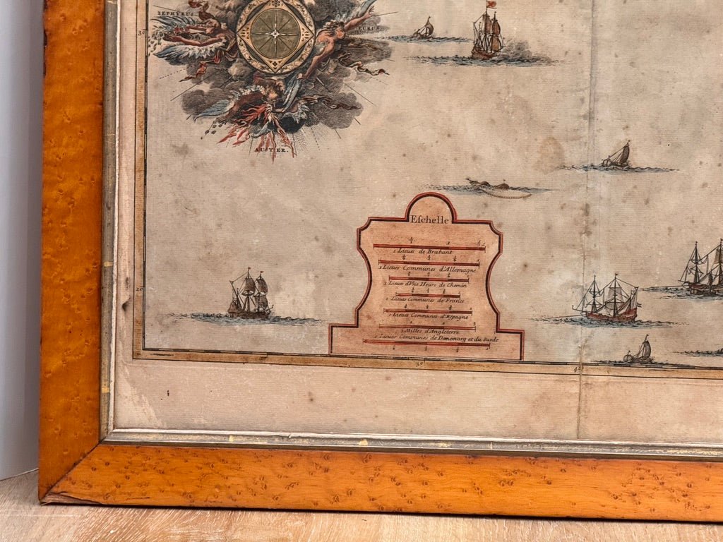 Three framed 18th C. Nautical maps of France, Harrewijn, Fricx - Helen Storey Antiques