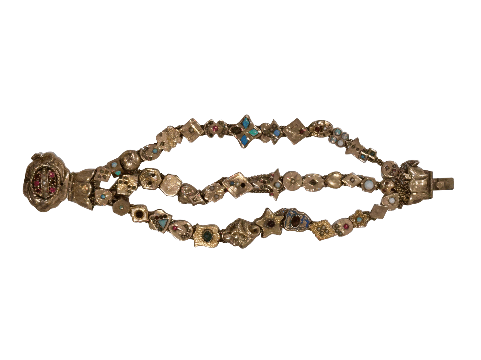 Triple Strand Gold Slide Charm Bracelet