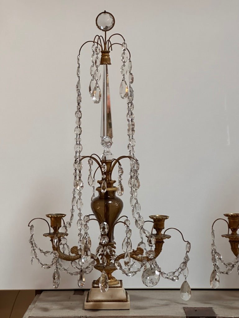 Tsar Era Gilt Bronze and Crystal Candelabra Girandoles - Helen Storey Antiques