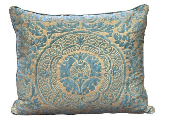 Turquoise and Gold FORTUNY PILLOW - Helen Storey Antiques