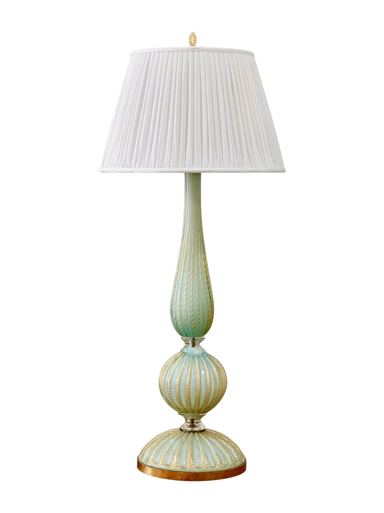 Turquoise & Gold Aventurine Murano Glass Table Lamp, Circa 1960