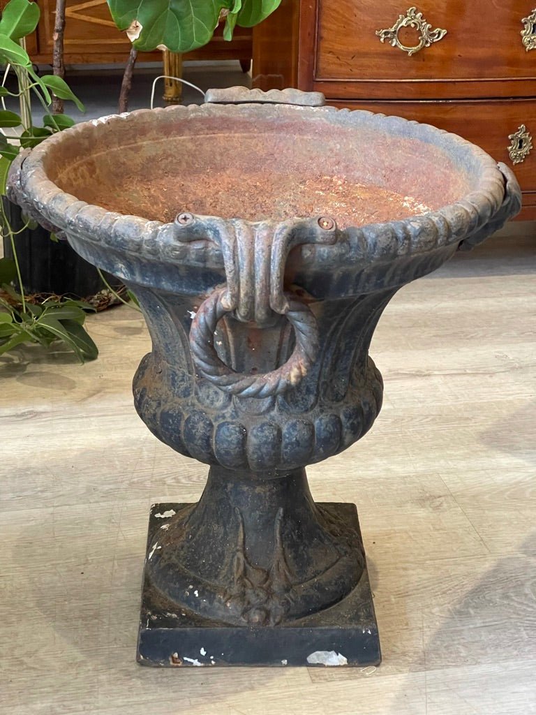 Two Art Deco Urn Form Iron Planters - Helen Storey Antiques