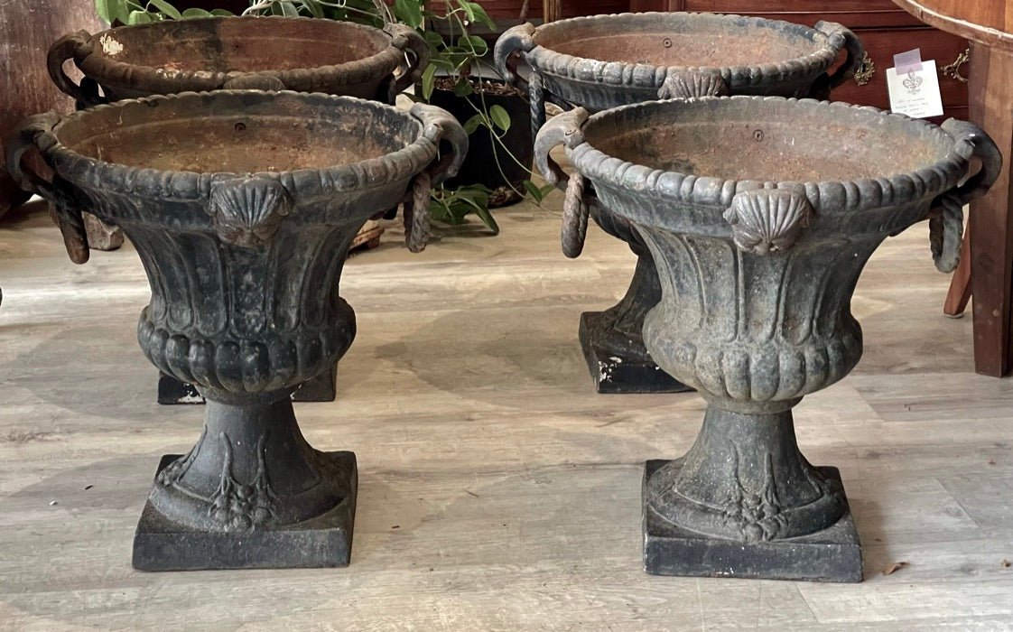 Two Art Deco Urn Form Iron Planters - Helen Storey Antiques