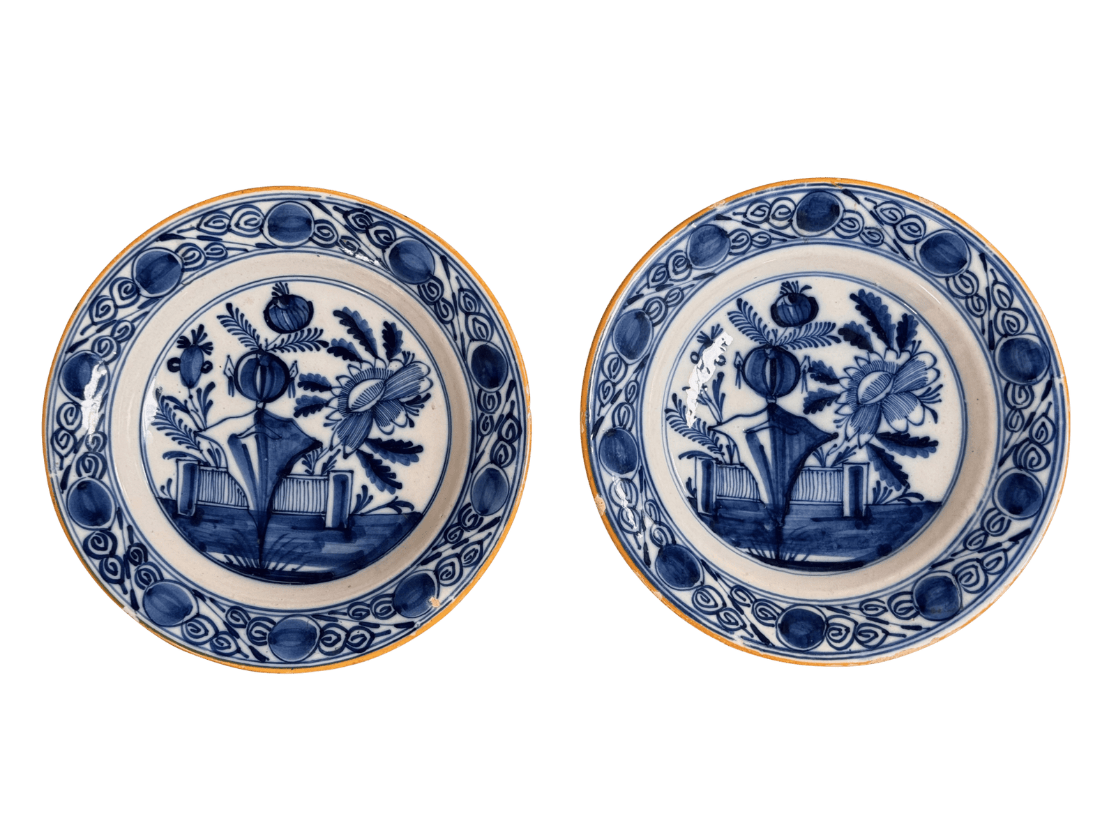 Two Blue and White 18th Century Dutch delft plates