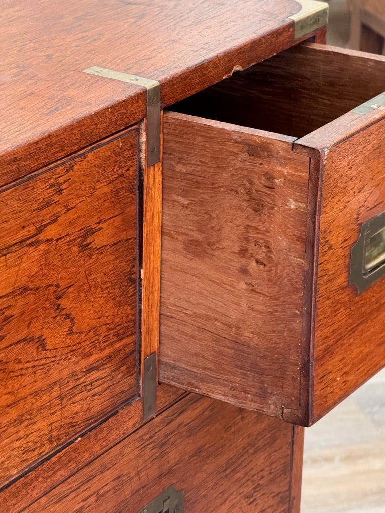 Two Part English Campaign Chest , 19th Century - Helen Storey Antiques