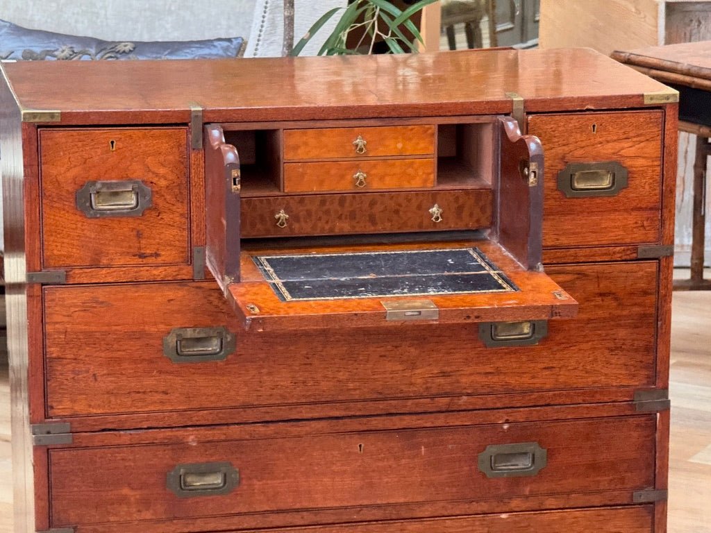 Two Part English Campaign Chest , 19th Century - Helen Storey Antiques