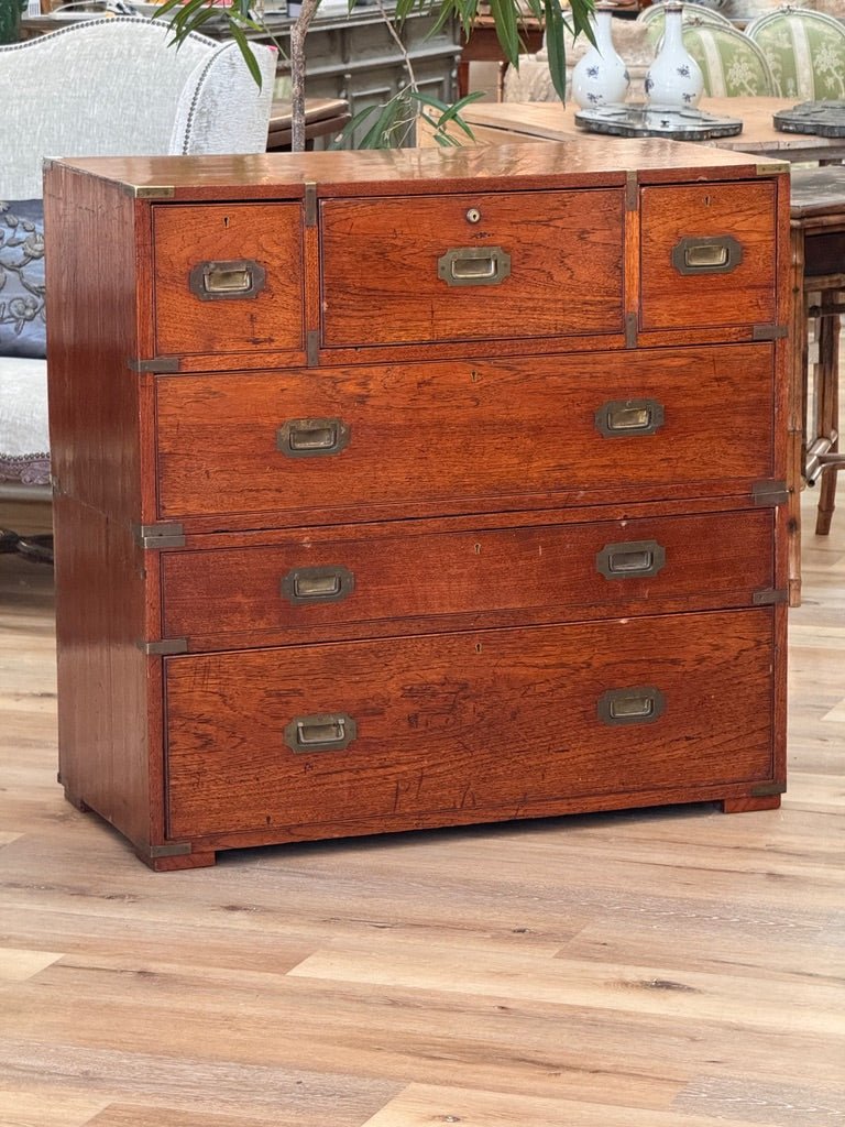 Two Part English Campaign Chest , 19th Century - Helen Storey Antiques