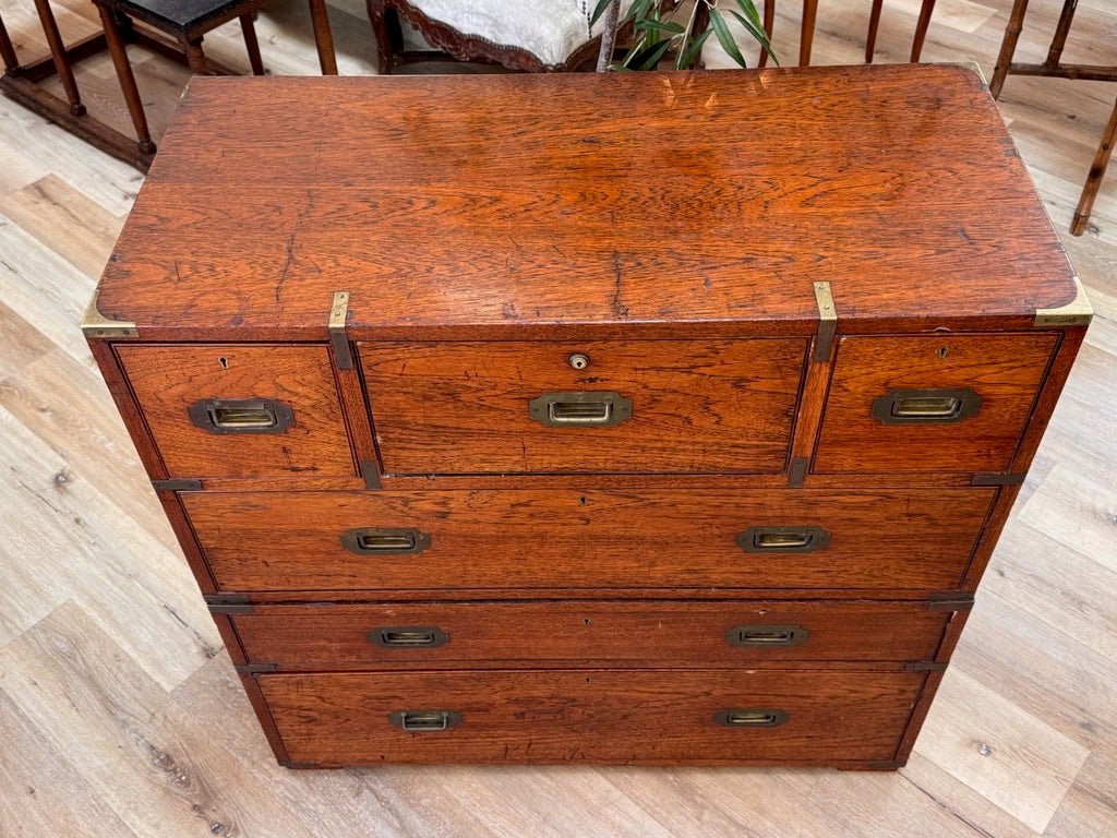 Two Part English Campaign Chest , 19th Century - Helen Storey Antiques