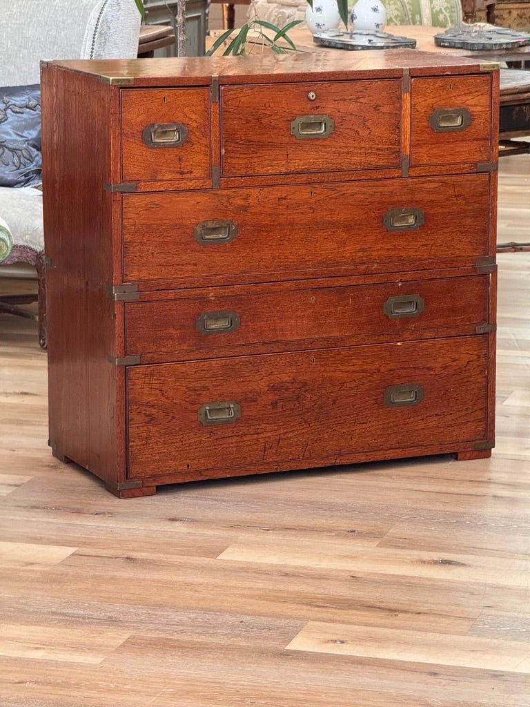 Two Part English Campaign Chest , 19th Century - Helen Storey Antiques