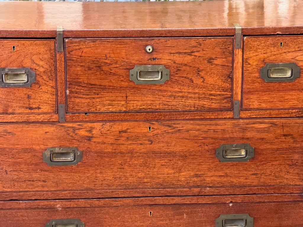 Two Part English Campaign Chest , 19th Century - Helen Storey Antiques