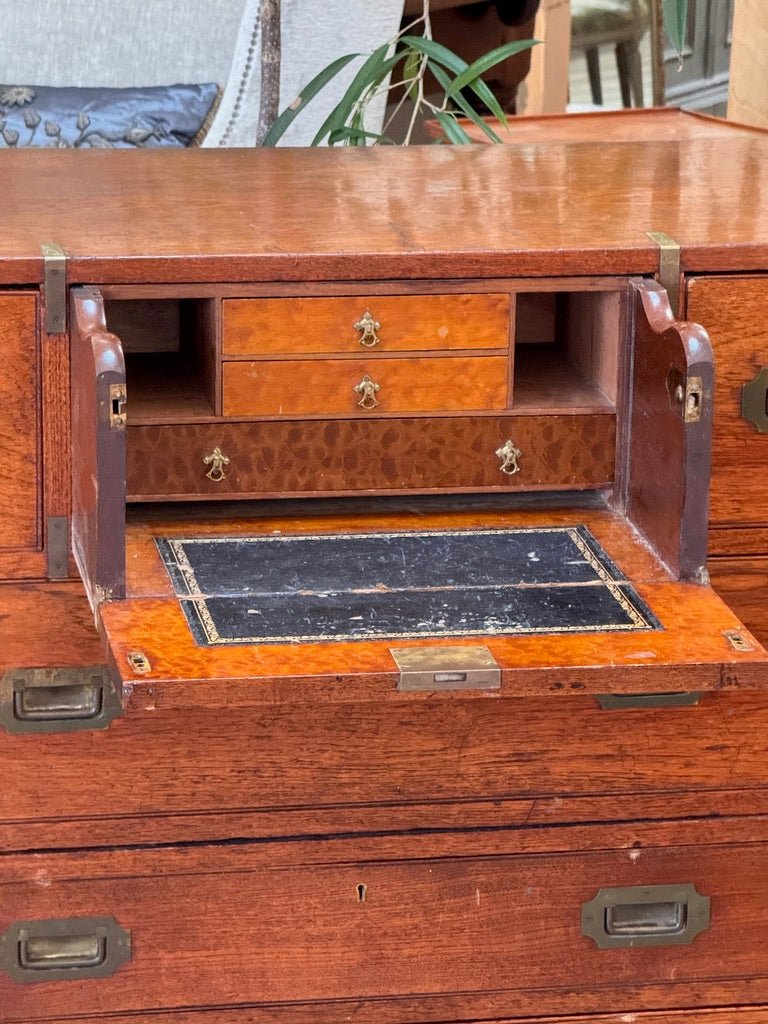 Two Part English Campaign Chest , 19th Century - Helen Storey Antiques