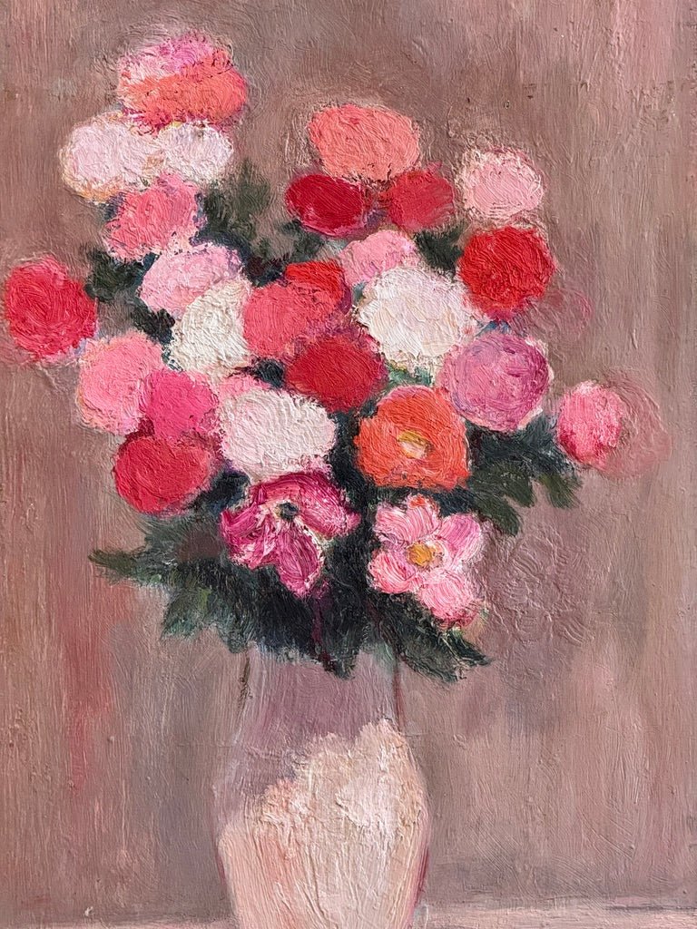 Un bouquet de fleurs, oil on board, by Anna Costa (1922 - 2022) France - Helen Storey Antiques