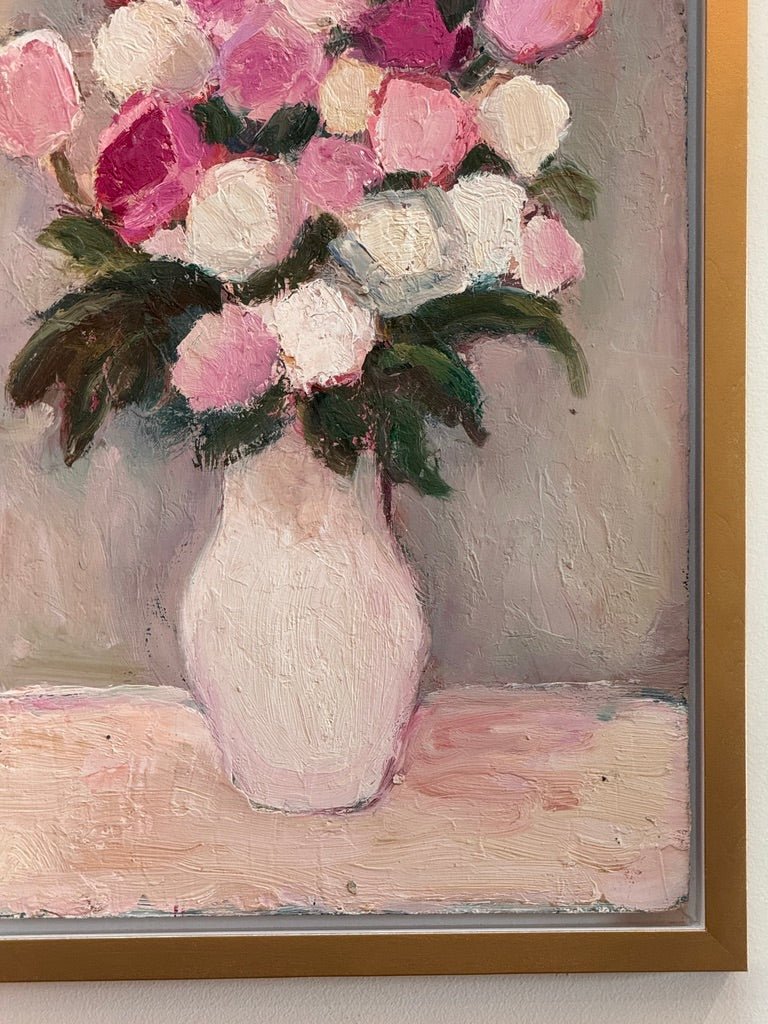 Un bouquet de fleurs, oil on board, by Anna Costa (1922 - 2022) France - Helen Storey Antiques