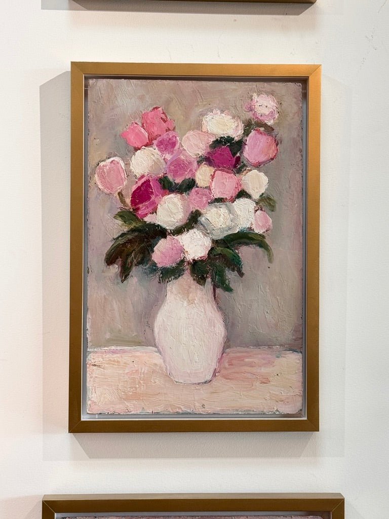 Un bouquet de fleurs, oil on board, by Anna Costa (1922 - 2022) France - Helen Storey Antiques