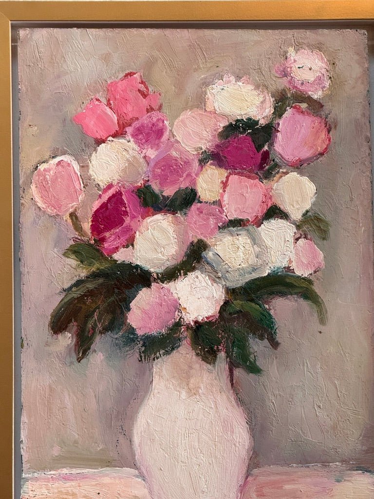 Un bouquet de fleurs, oil on board, by Anna Costa (1922 - 2022) France - Helen Storey Antiques