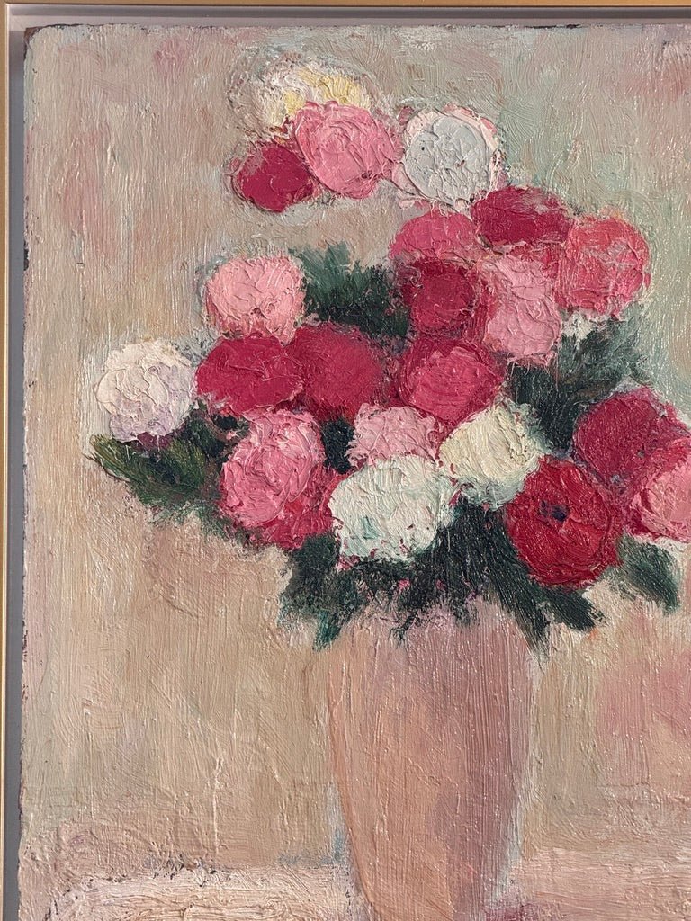 Un bouquet de fleurs, oil on board, by Anna Costa (1922 - 2022) France - Helen Storey Antiques