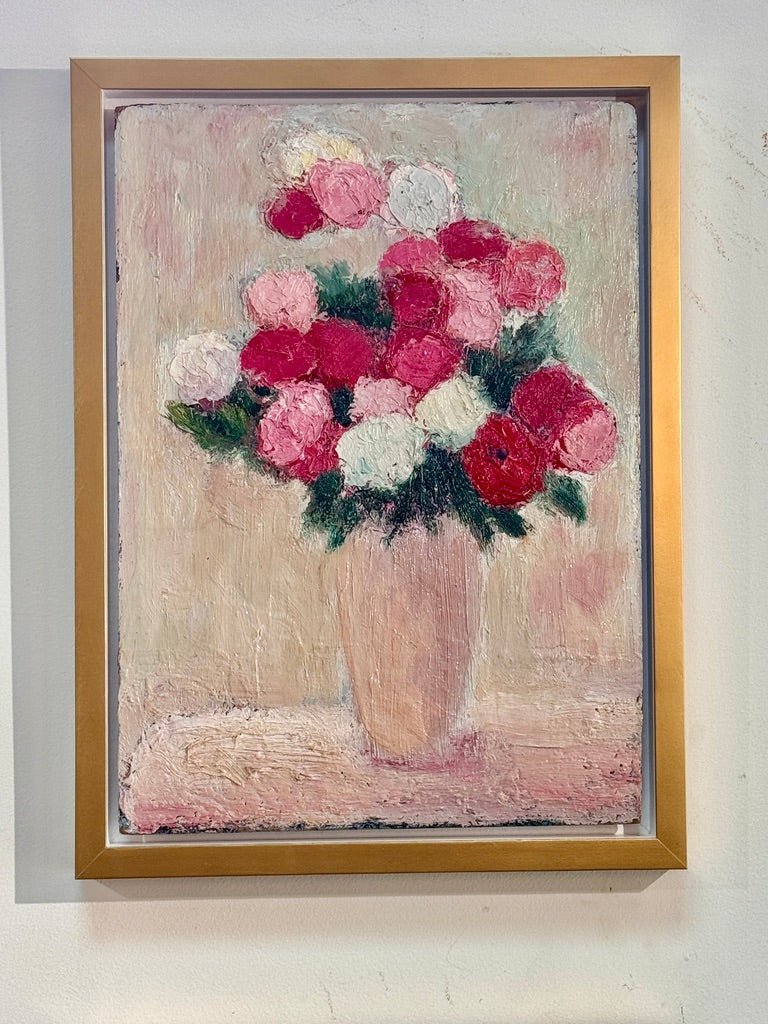 Un bouquet de fleurs, oil on board, by Anna Costa (1922 - 2022) France - Helen Storey Antiques
